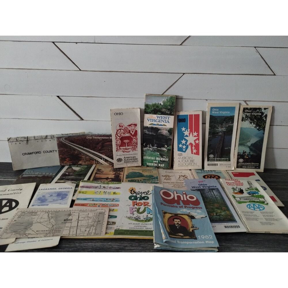 Lot of Vintage West Virginia - Ohio - Tennessee Road Maps WV WVA OH TN 70's 80's